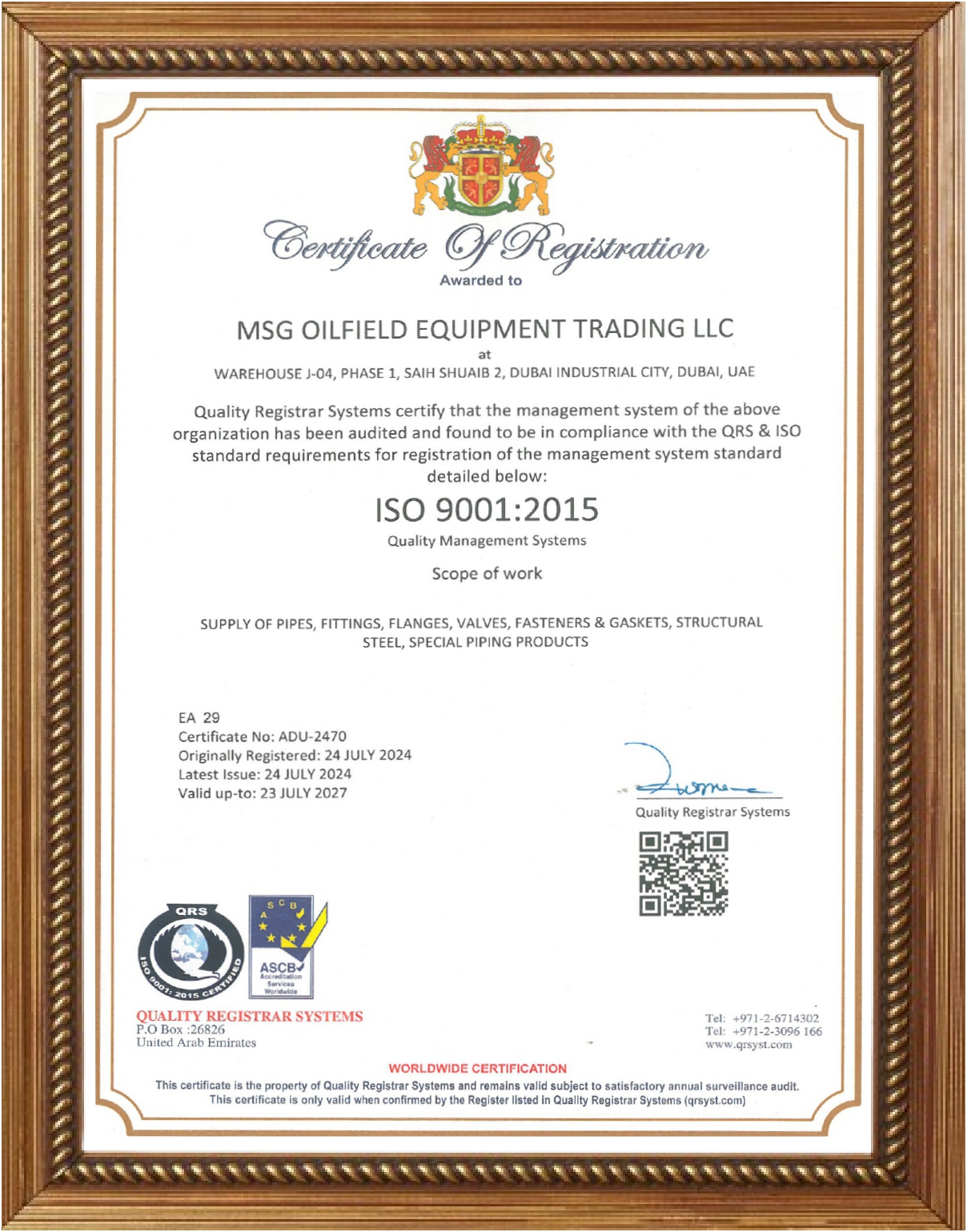 ISO Certificate